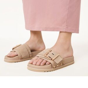 All saints ELLIE STUDDED BUCKLE LEATHER SLIDERS NEW 🆕